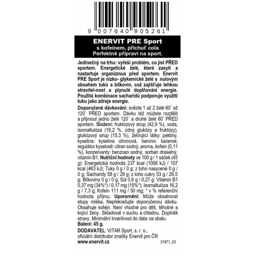 Enervit Pre Sport - Cola s kofeinem (45 g)